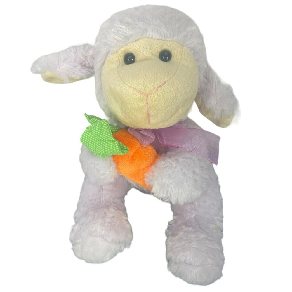 Animal Adventure Easter Light‎ Purple Lamb Holding Carrot Plush Stuffed Animal